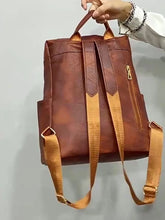 Carregar imagem no visualizador da galeria, Mochila feminina em PU, estilo retrô europeu e americano, versátil