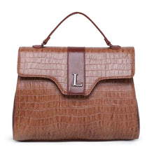 Carregar imagem no visualizador da galeria, LAURA - Bolsa Feminina Couro Legitimo Média Maleta Croco