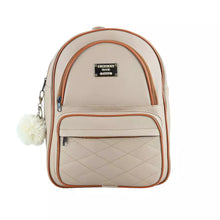 Carregar imagem no visualizador da galeria, Mochila Feminina Média Bolsa Mochilinha Alças Reguláveis Três Repartições + Chaveiro Pompom