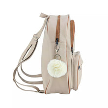 Carregar imagem no visualizador da galeria, Mochila Feminina Média Bolsa Mochilinha Alças Reguláveis Três Repartições + Chaveiro Pompom