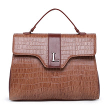 Carregar imagem no visualizador da galeria, LAURA - Bolsa Feminina Couro Legitimo Média Maleta Croco