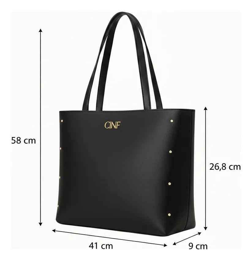 Kit Bolsas Feminina Sacola Transversal Tira Colo Carteira Cor Preta