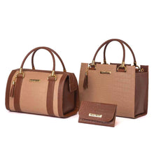 Carregar imagem no visualizador da galeria, Kit Bolsa Baú + Bolsa Castelo Com Carteira Feminina de Mão e Alça de ombro Bicolor Transversal
