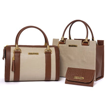 Carregar imagem no visualizador da galeria, Kit Bolsa Baú + Bolsa Castelo Com Carteira Feminina de Mão e Alça de ombro Bicolor Transversal
