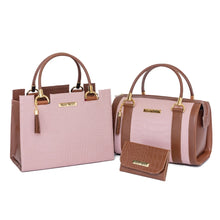 Carregar imagem no visualizador da galeria, Kit Bolsa Baú + Bolsa Castelo Com Carteira Feminina de Mão e Alça de ombro Bicolor Transversal
