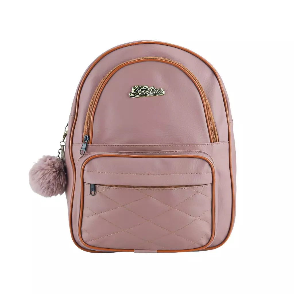 Mochila Feminina Média Bolsa Mochilinha Alças Reguláveis Três Repartições + Chaveiro Pompom