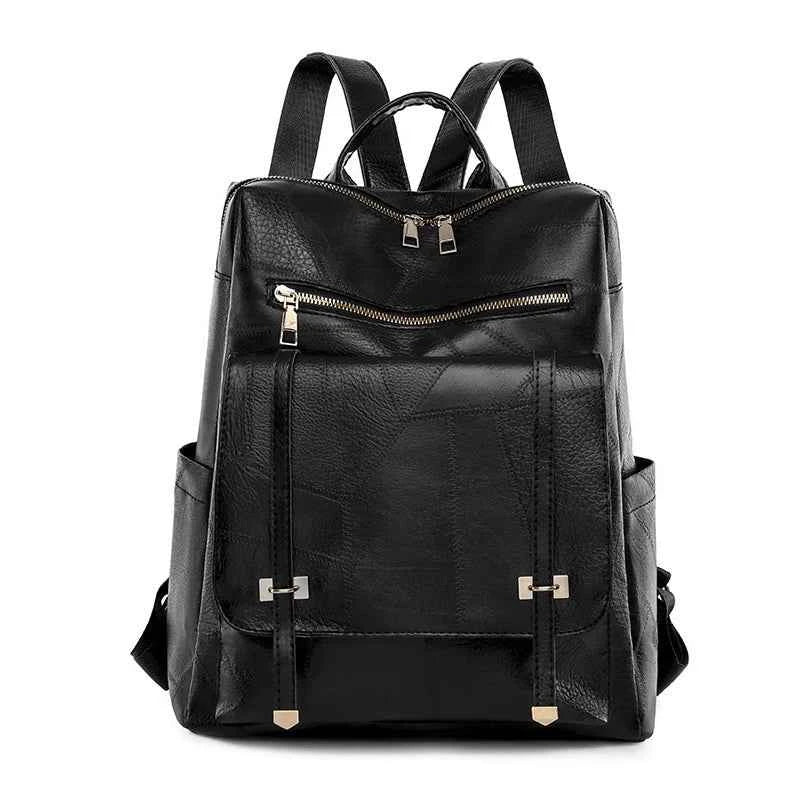 Mochila feminina em PU, estilo retrô europeu e americano, versátil