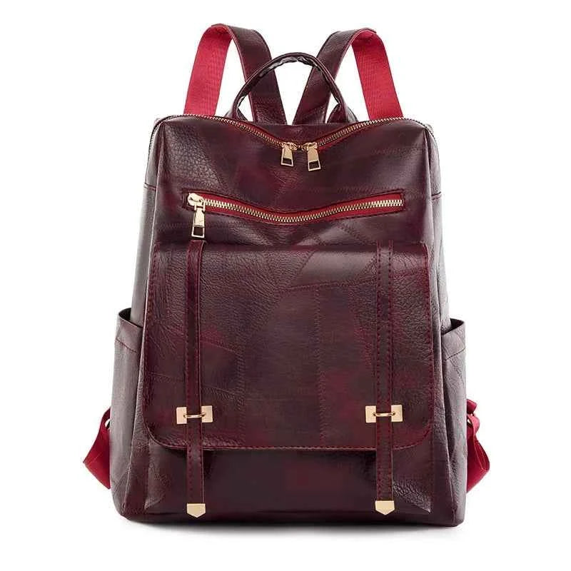 Mochila feminina em PU, estilo retrô europeu e americano, versátil
