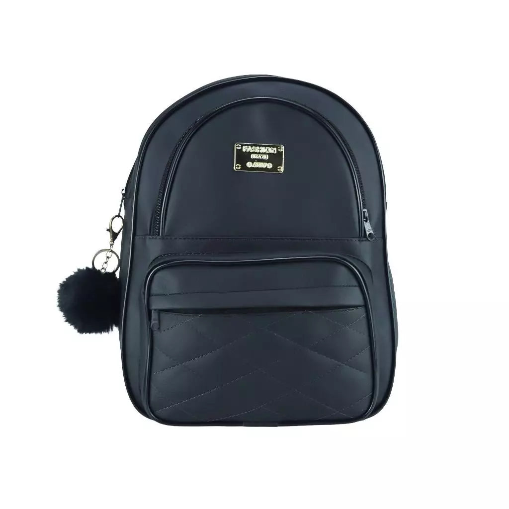 Mochila Feminina Média Bolsa Mochilinha Alças Reguláveis Três Repartições + Chaveiro Pompom