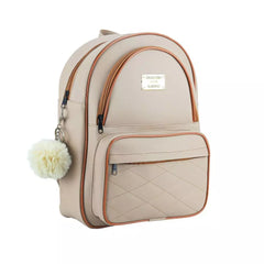 Mochila Feminina Média Bolsa Mochilinha Alças Reguláveis Três Repartições + Chaveiro Pompom