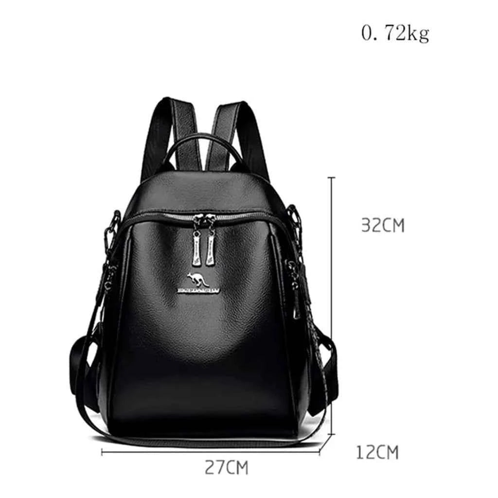 Mochila Feminina de Couro Sintético Macio Antifurto
