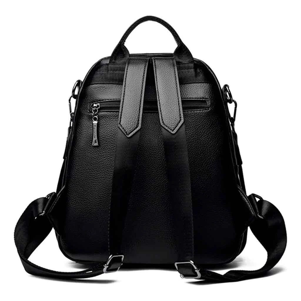 Mochila Feminina de Couro Sintético Macio Antifurto